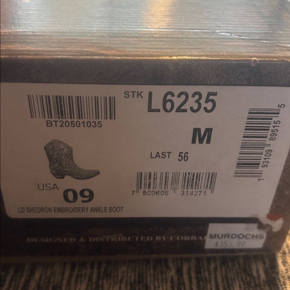 NEW CIRCLE G ankle boot in brown Triad Embroidered Snip Toe Cowboy Booties - Picture 2 of 4